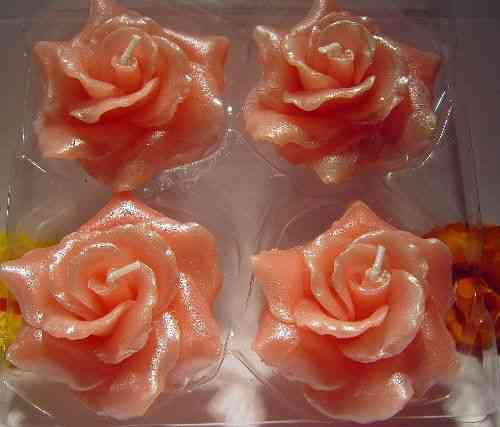 Rosenkerzen rosa 4er Set